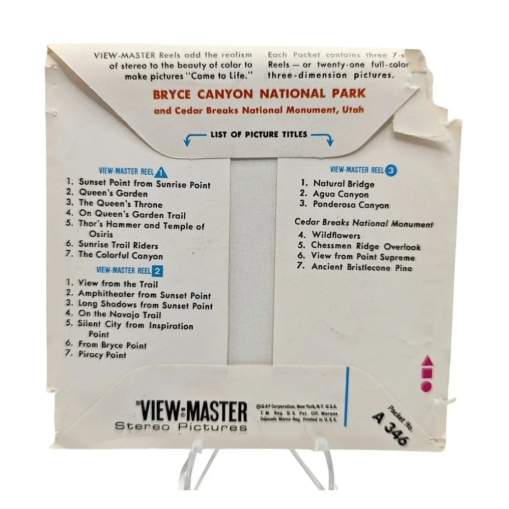 Vintage View-Master Bryce Canyon National Park 3 Reel Pack
